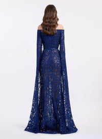 Off-the-Shoulder Sequin Embroidered Gown