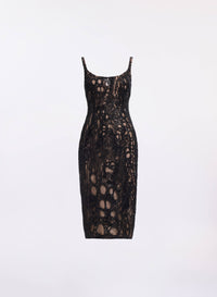 Sequin Embroidered Tulle Midi Dress