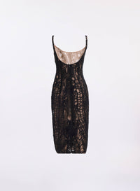 Sequin Embroidered Tulle Midi Dress