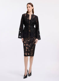 Sequin Embroidered Tulle Midi Dress