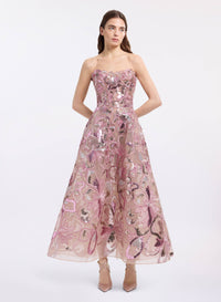 Sequin Embroidered Midi Dress
