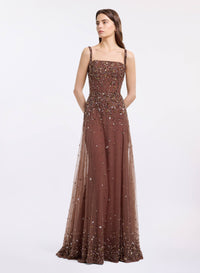 Bead Embroidered Long Dress
