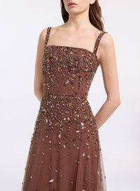 Bead Embroidered Long Dress