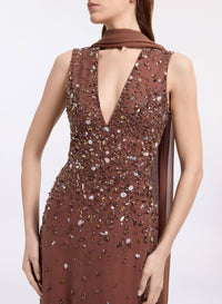 Bead Embroidered Long Dress