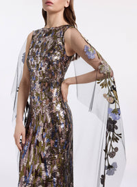 Cape-Sleeved Long Dress