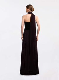 Strapless Velvet & Chiffon Long Dress