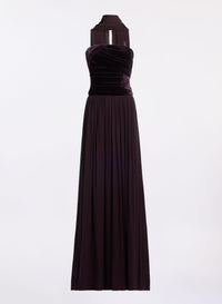 Strapless Velvet & Chiffon Long Dress