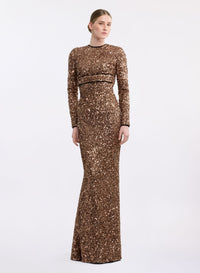 Sequin Embroidered Long Dress