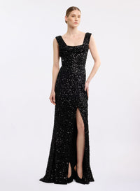 Sequin Embroidered Long Dress