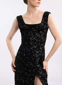 Sequin Embroidered Long Dress