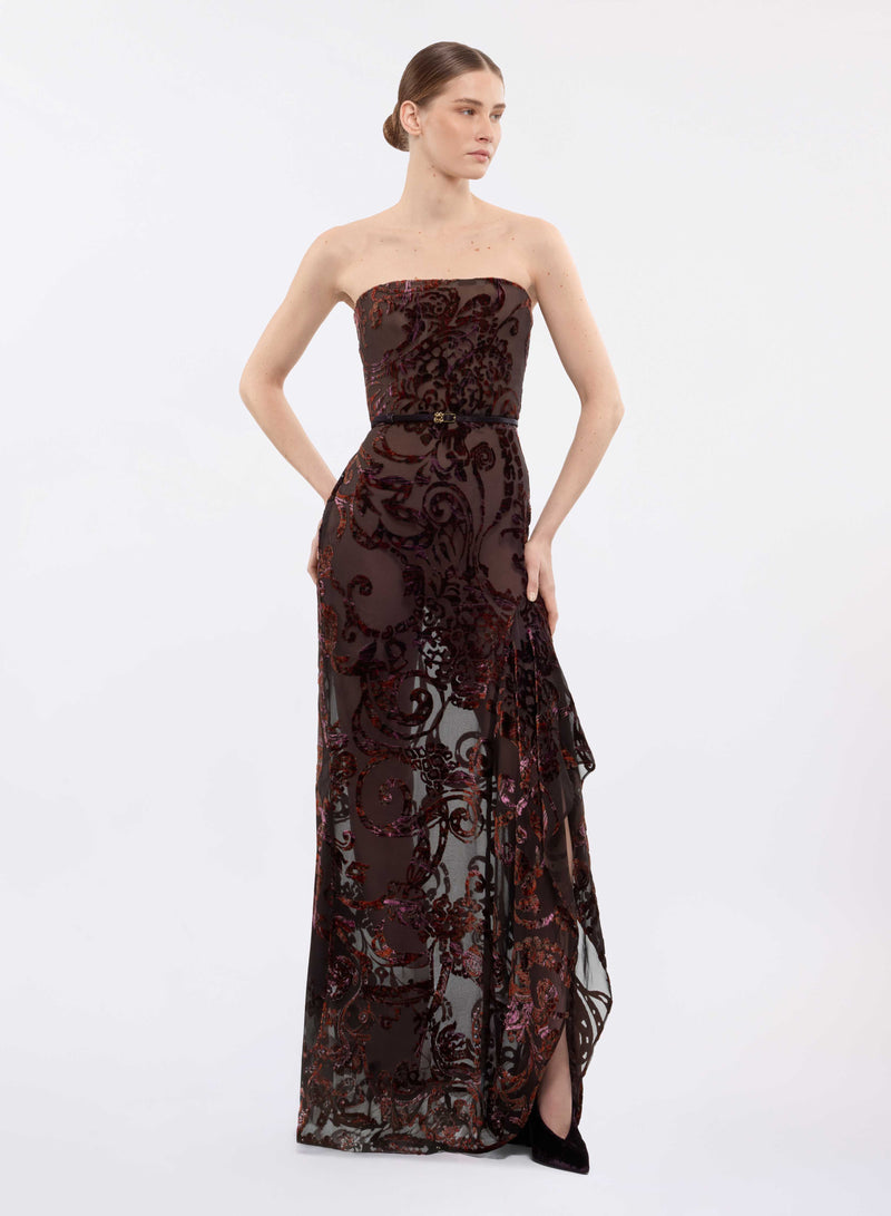 Strapless Devoré Long Dress