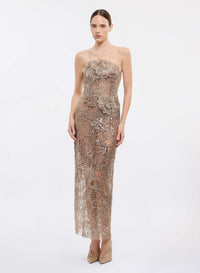 Strapless Sequin Embroidered Dress