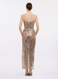 Strapless Sequin Embroidered Dress