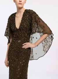 Bead Embroidered Long Dress