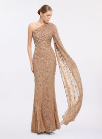 Bead Embroidered Long Dress