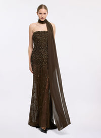 Bead Embroidered Long Dress
