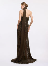 Bead Embroidered Long Dress