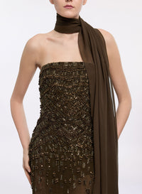 Bead Embroidered Long Dress