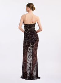 Bead Embroidered Long Dress