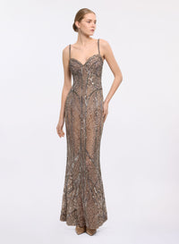 Bead Embroidered Long Dress