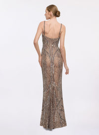 Bead Embroidered Long Dress