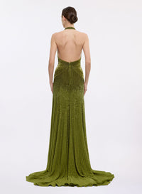 Bead Embroidered Long Dress