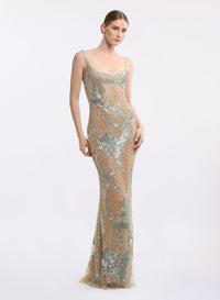 Bead Embroidered Long Dress