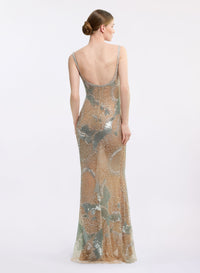 Bead Embroidered Long Dress