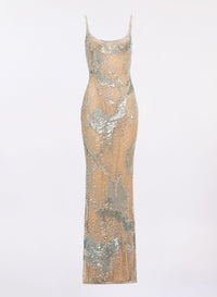 Bead Embroidered Long Dress