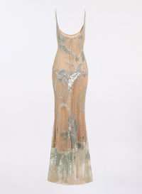 Bead Embroidered Long Dress