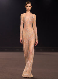 Bead Embroidered Long Dress