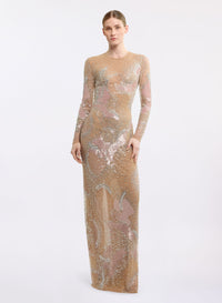 Bead Embroidered Long Dress
