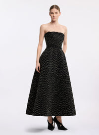 Strapless Tweed Midi Dress