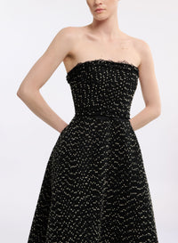 Strapless Tweed Midi Dress