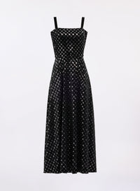 Embroidered Velvet Midi Dress