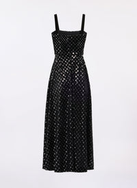 Embroidered Velvet Midi Dress