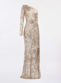 One-Shoulder Sequin Embroidered Dress