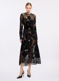 Sequin Embroidered Midi Dress