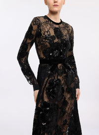 Sequin Embroidered Midi Dress