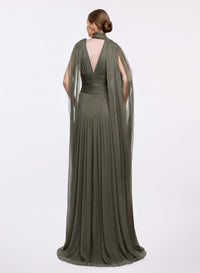 V-Neck Silk Long Dress