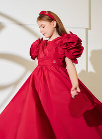 Floral Detail Taffeta Gown