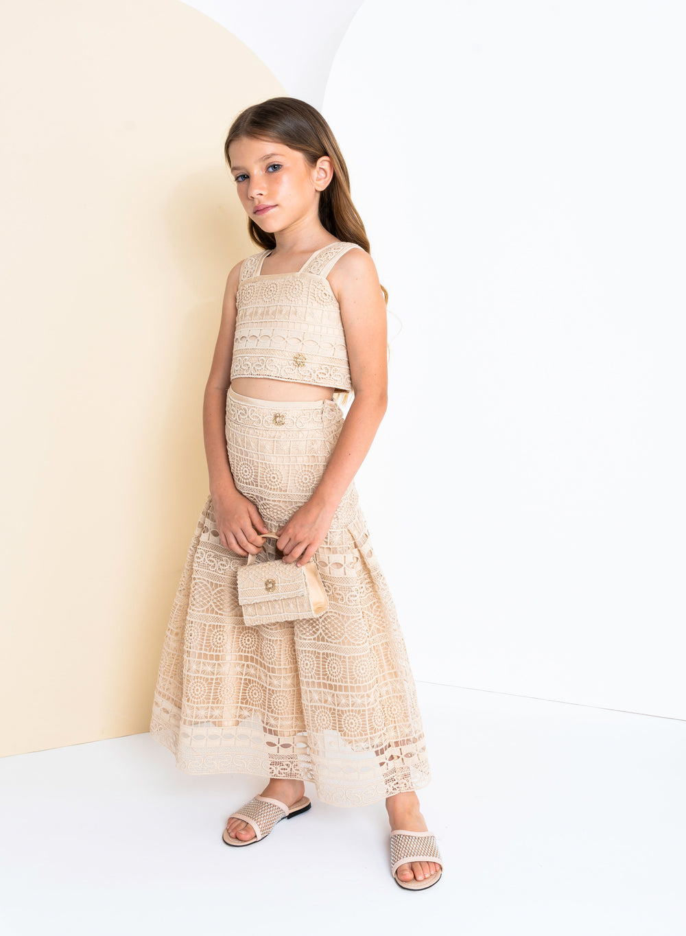 princess polly baby blue dress Dollcake Girls Oh So Girly Rosedoll Tiered Halter Dress Beige Size 6  Sleeveless main image 0