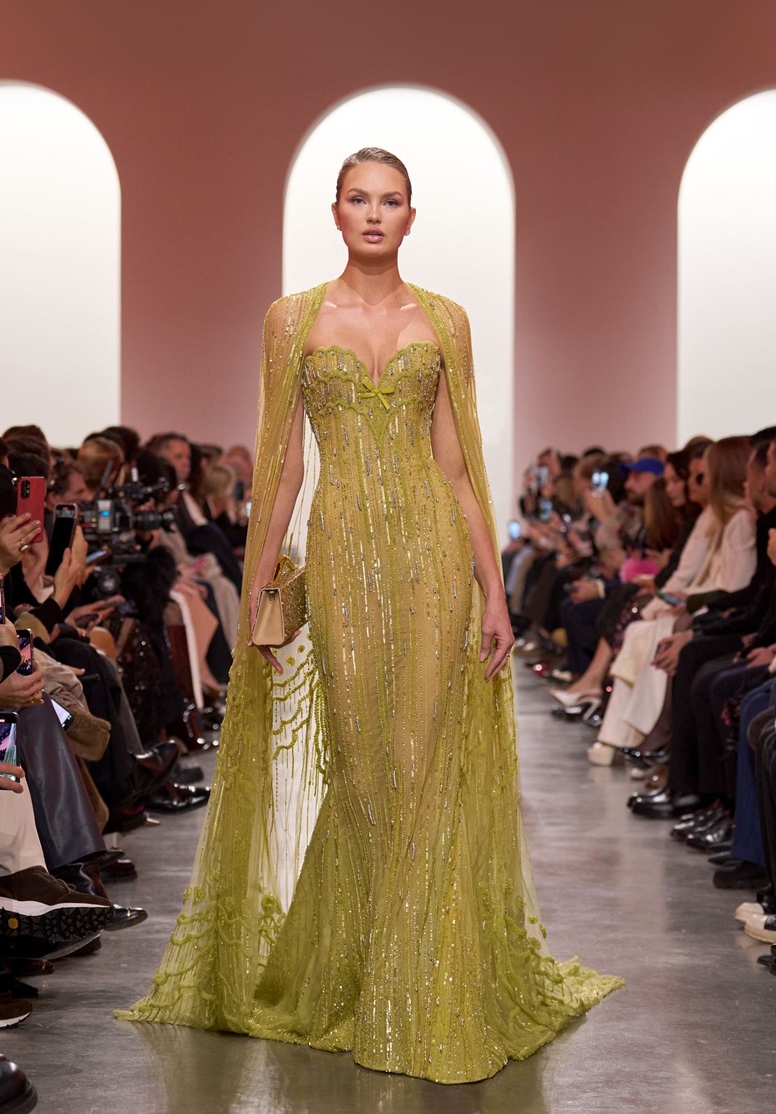 elie saab green dress Look 18 it has an elegant off Elie Saab Embroidered Tulle Maxi