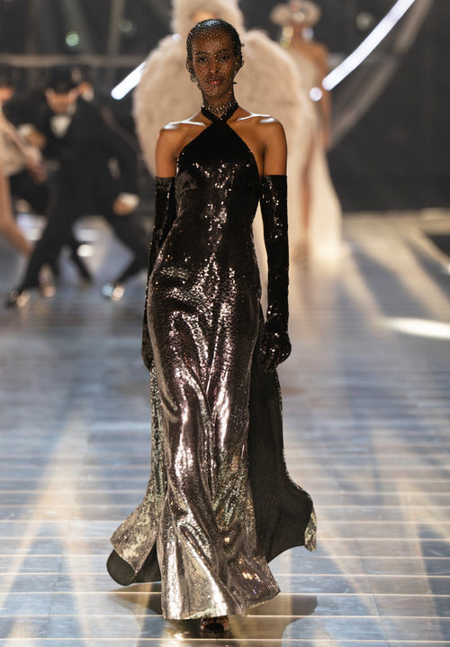 Runway Ralph And Russo 2019 Lace Haute Couture Elie Saab Black Dress  Glistening Crystal Beads Dance In Playful Fantasies Of Near