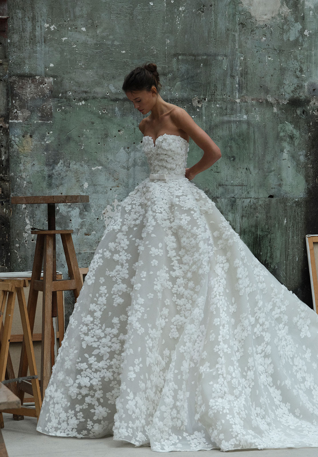 long sleeve elie saab dresses New Bridal Wedding column silhouette and a side slit that leads to a floor Elie Saab Couture Spring 2014
