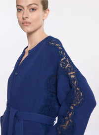 Knit Cardigan with Lace Inserts