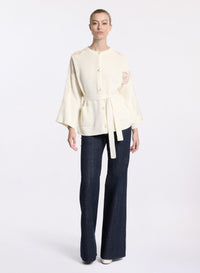 Knit Cardigan with Lace Inserts