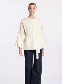 Knit Cardigan with Lace Inserts