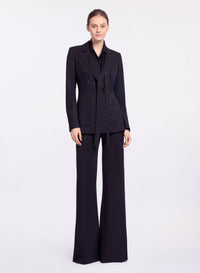 Embellished Pinstripe Crepe Blazer