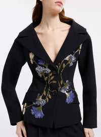 Embellished Crepe Wool Jacket